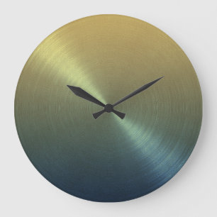 Grande Horloge Ronde Élégant dégradé bleu à or Ombre