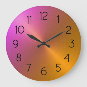 Grande Horloge Ronde Élégant dégradé orange à rose ombre