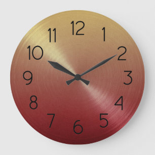 Grande Horloge Ronde Élégant dégradé rouge à or Ombre