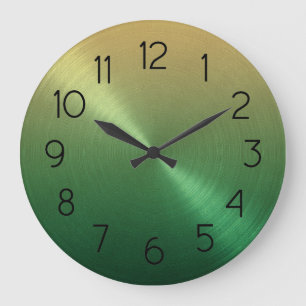 Grande Horloge Ronde Élégant dégradé vert à or Ombre