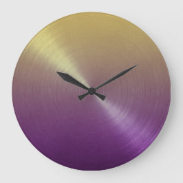 Grande Horloge Ronde Élégant dégradé violet à ombre or