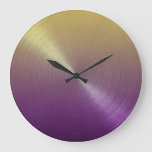 Grande Horloge Ronde Élégant dégradé violet à ombre or