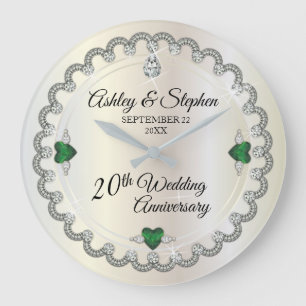 Grande Horloge Ronde Élégant diamant d'émeraude 20e anniversaire de Mar