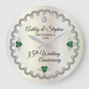 Grande Horloge Ronde Élégant diamant d'émeraude 35e anniversaire de Mar