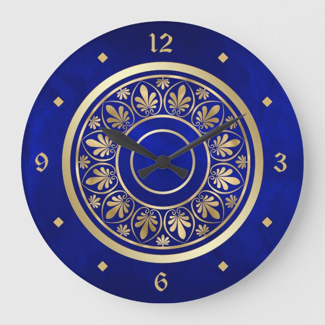 Grande Horloge Ronde Elegant Gold Ornate Design Circle Pattern (Recto)