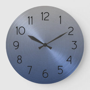 Grande Horloge Ronde Élégant gris à bleu Ombre dégradant