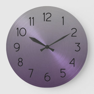 Grande Horloge Ronde Élégant gris à violet Ombre dégradant