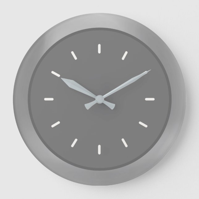 Grande Horloge Ronde Élégant gris argenté (Recto)