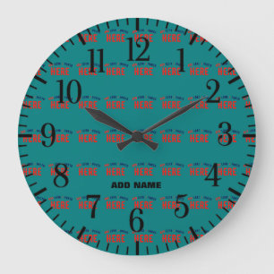 GRANDE HORLOGE RONDE ÉLÉGANT MODERNE PERSONNALISÉ TURQUOISE VERT VÉRIFI