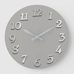 Grande Horloge Ronde Elégant monochromique minimal Gray Grey