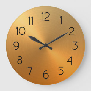 Grande Horloge Ronde Élégant orange à or Ombre dégradant