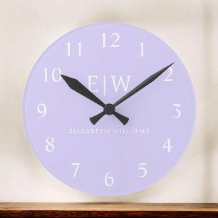 Grande Horloge Ronde Élégant professionnel simple Monogramme minimalist