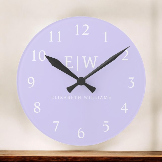 Grande Horloge Ronde Élégant professionnel simple Monogramme minimalist (Créateur téléchargé)