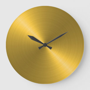 Grande Horloge Ronde Élégant Reflet Doré