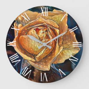 Grande Horloge Ronde Élégant Rose d'or moderne