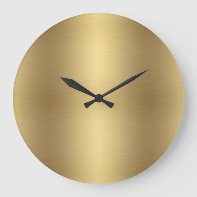 Grande Horloge Ronde Élégant solide métal vieil or (Recto)
