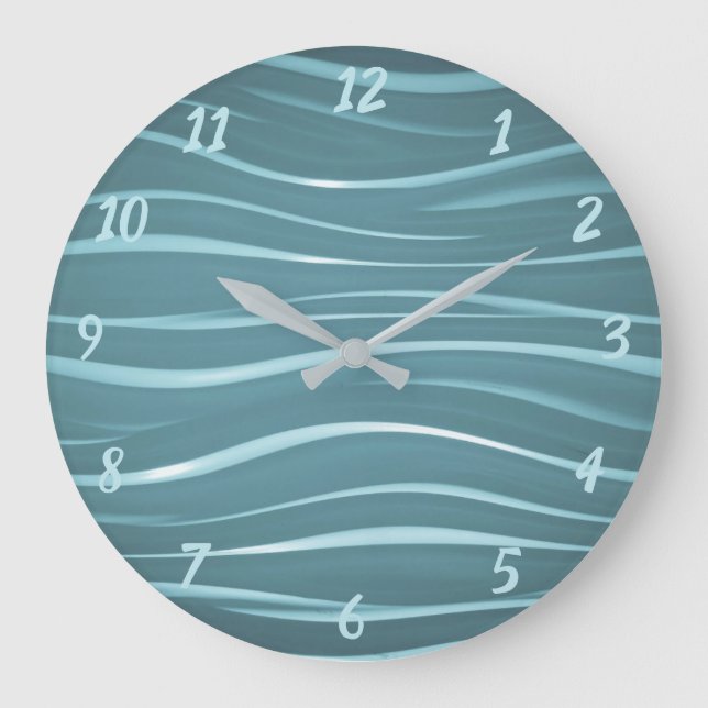 Grande Horloge Ronde Elegant Unusual Blue Wave Design (Recto)