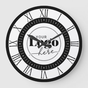 Grande Horloge Ronde Élégant Votre Logo Ici