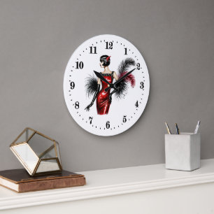 Grande Horloge Ronde Élégante dame Art déco
