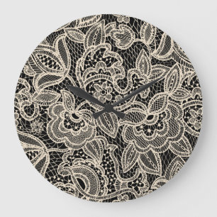 Grande Horloge Ronde Elégante dentelle sans couture Motif