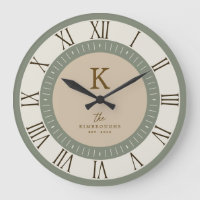 Élégante Moderne Crème de Sauge Marron Monogramme