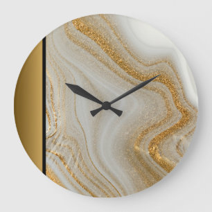 Grande Horloge Ronde Élégante Motif en marbre blanc chic moderne