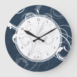 Grande Horloge Ronde Élégantes Flèches Bleu Turquoise