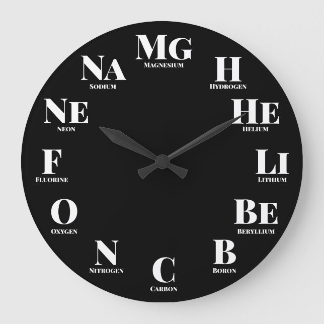 Grande Horloge Ronde Eléments chimiques amusants Nerdy (Recto)