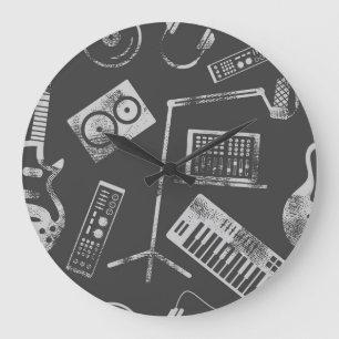 Grande Horloge Ronde Éléments musicaux : vintage arrière - plan sans so