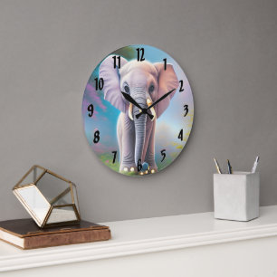 Grande Horloge Ronde Eléphant bébé
