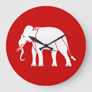 Grande Horloge Ronde Éléphant de Siamese