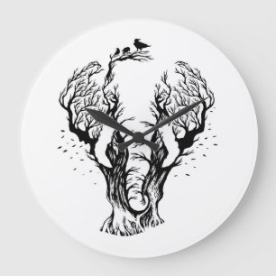 Grande Horloge Ronde Eléphant naturel