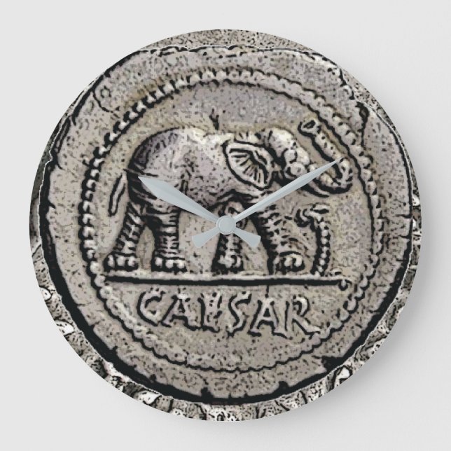 Grande Horloge Ronde Eléphant Romain Empereur César Antique Coin (Recto)