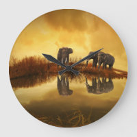 Eléphants asiatiques en Thaïlande sous un coucher