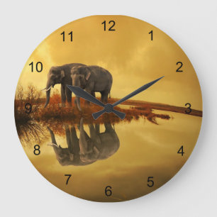 Grande Horloge Ronde Elephants Sunset