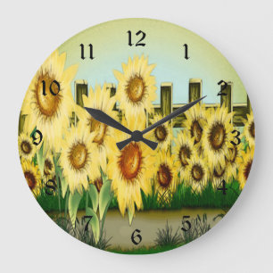 Grande Horloge Ronde Éloge de tournesol jaune