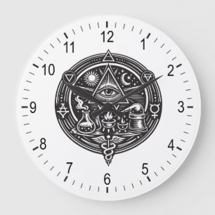 Grande Horloge Ronde Emblème d'alchimie