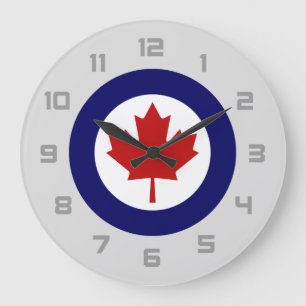 Grande Horloge Ronde Emblème de feuille d'érable militaire de l'avion