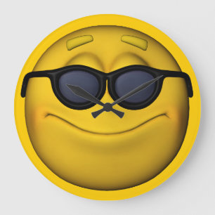 Grande Horloge Ronde Emoticon avec lunettes de soleil