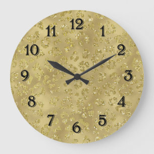 Grande Horloge Ronde Empreinte de léopard Gold Glam