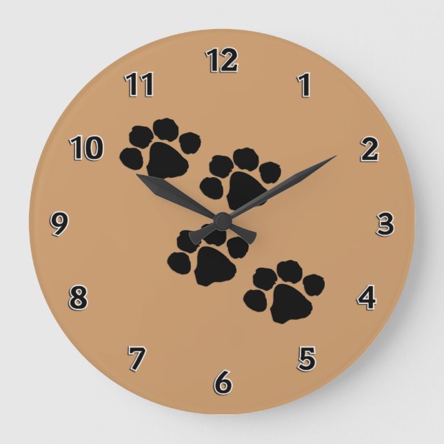Grande Horloge Ronde Empreintes de pattes animaux (Recto)