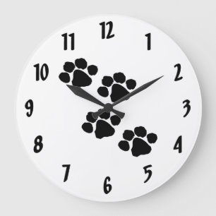 Grande Horloge Ronde Empreintes de pattes Pour Amoureux des animaux