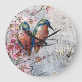Grande Horloge Ronde En Attente De L'Oiseau De Surfeur Kingfisher