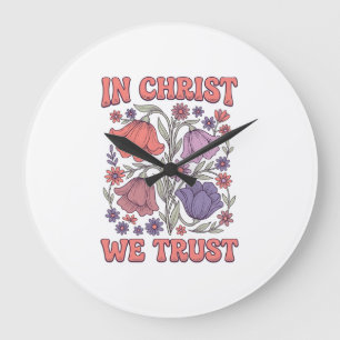 Grande Horloge Ronde En Christ Nous Avons Confiance Design Vectoriel Fl