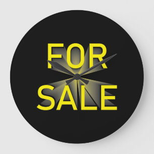 Grande Horloge Ronde en vente signe jaune noir