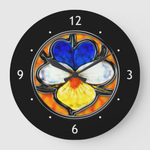 Grande Horloge Ronde Encart en verre souillé d'alto