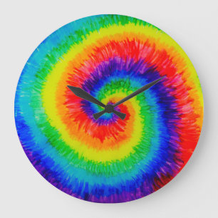 Grande Horloge Ronde Encre d'alcool à Cravate arc-en-ciel