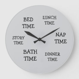 Grande Horloge Ronde enfant enfants garderie horaire quotidien gris ave