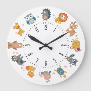 Grande Horloge Ronde Enfants animaux
