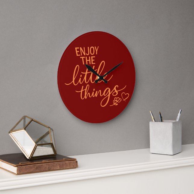 Grande Horloge Ronde Enjoy The Little Things Gratitude Positivity Quote (Bureau)